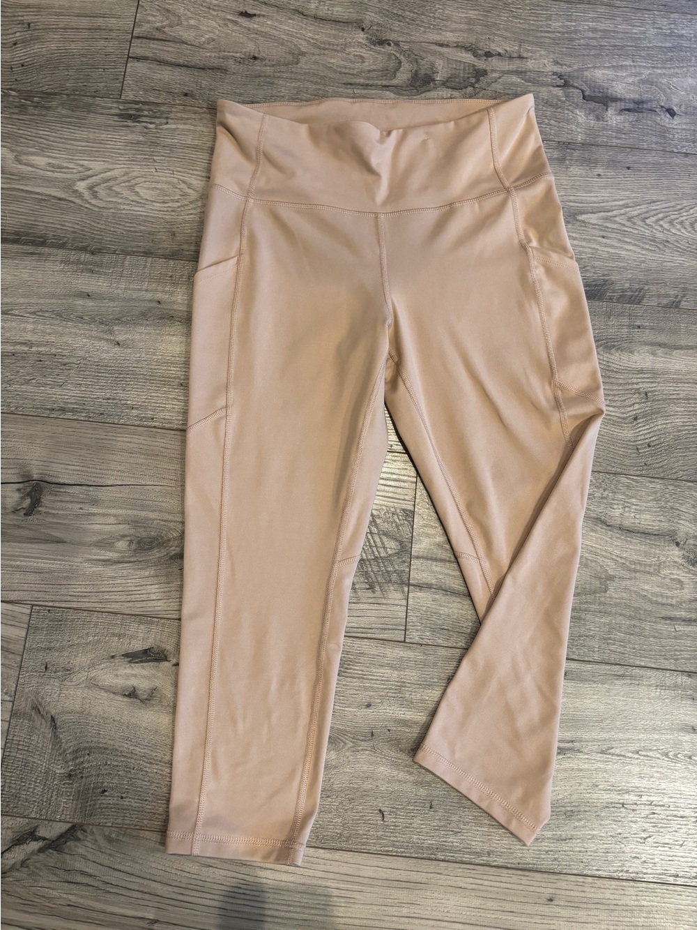 Xersion EverUltra Crop Leggings Tan High Rise Side Pocket Women's L